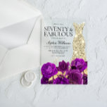 Gold Dress Purple Flowers 70th Birthday Party Acrylic Invitations<br><div class="desc">Gold Dress Purple Flowers 70th Birthday Party Invitation

See matching collection in Niche and Nest Store

Many thanks</div>