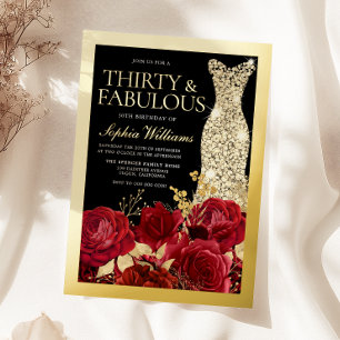 Gold Dress Red Roses 30th Birthday Gold