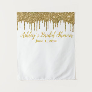 Gold Drip Bridal Shower Backdrop Photo Booth Prop Tapestry