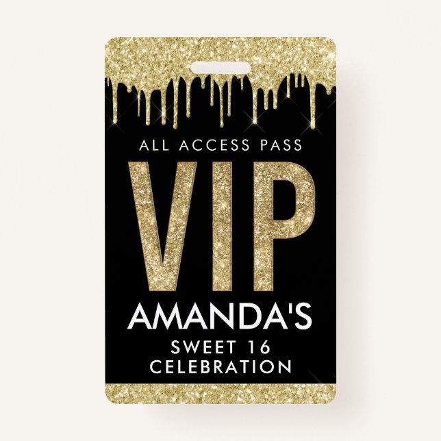 Gold Drip Customisable VIP All Access ID Badge (Front)
