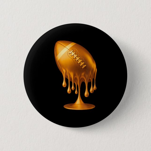 Gold Drip Football Touchdown Player Fans Game Day  6 Cm Round Badge (Front)