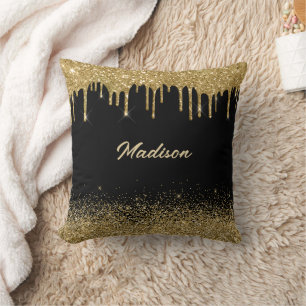 Gold Drip Glitter Cushion