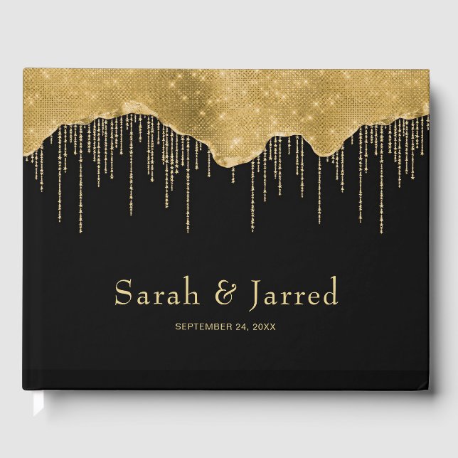 Gold Drip Glitter Guest Book (Front)
