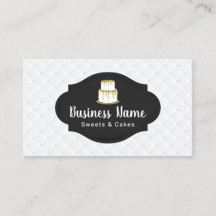 Gold Drip Icing Cake Logo Sweet Boutique Bakery Business Card