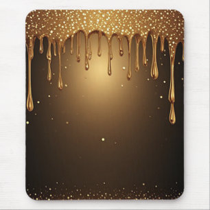 Gold Dripping Background With Glitter Borders Mouse Mat