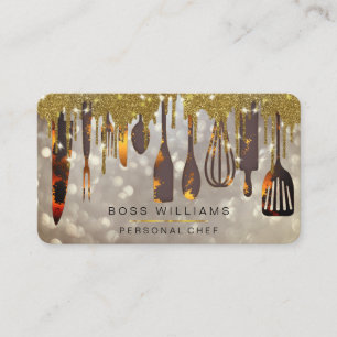 Gold Drips Catering Personal Chef Bakery Rustic Business Card