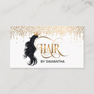 Gold Drips Hair stylist modern typography Business Card