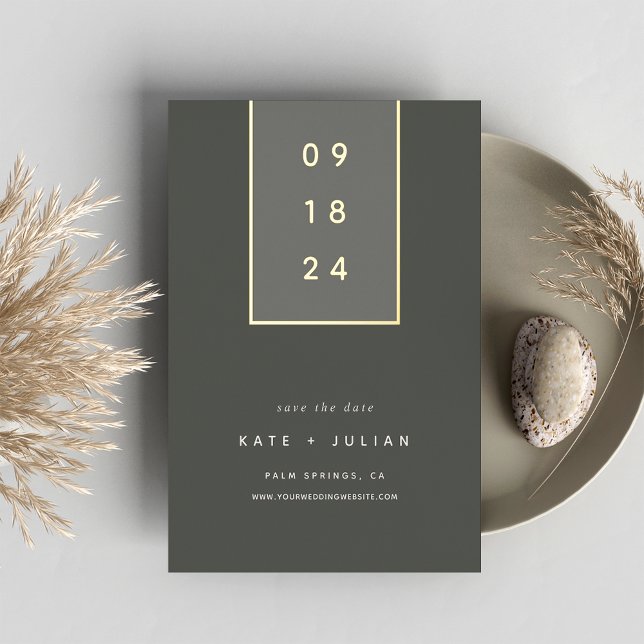 Gold Drop | Modern Minimal Foil Save the Date Card (Creator Uploaded)