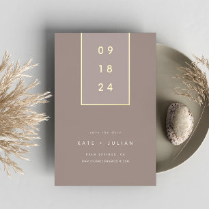 Gold Drop   Modern Minimal Foil Save the Date Card