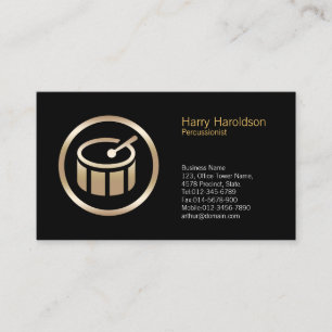 Gold Drum Icon Percussionist Business Card