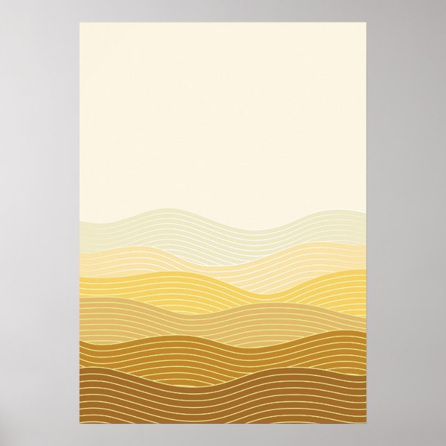 Gold Dunes Minimalist Abstract Boho Design Poster (Front)