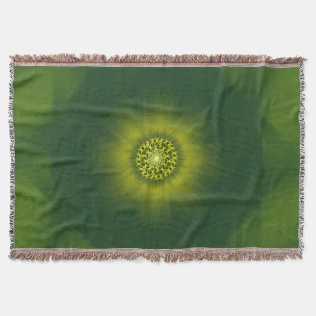 Gold Dust Bloom – Botanical Fractal Throw Blanket (Front)