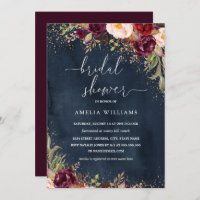 Gold Dust Burgundy Navy Floral Bridal Shower