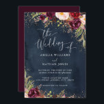 Gold Dust Burgundy Navy Floral Watercolor Wedding Invitation<br><div class="desc">More Modern Floral Watercolor Wedding Invitations in the Little Bayleigh Store!</div>
