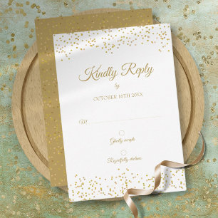 Gold Dust Confetti Elegant Chic Anniversary RSVP Card