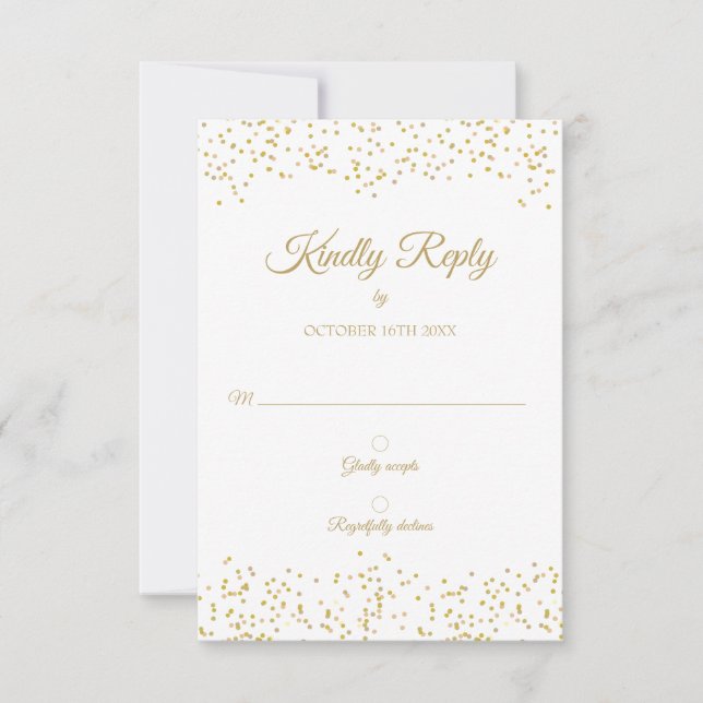 Gold Dust Confetti Elegant RSVP Card (Front)