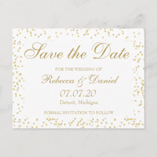 Gold Dust Confetti Save the Date Announcement Postcard