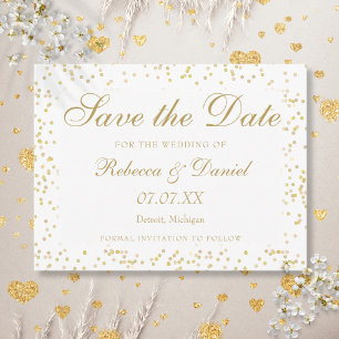 Gold Dust Confetti Save the Date Announcement Postcard