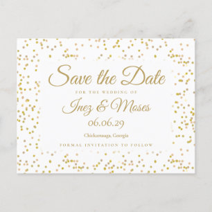 Gold Dust Confetti Save the Date Announcement Postcard
