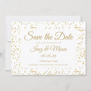 Gold Dust Confetti Save the Date Invitation