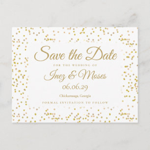 Gold Dust Confetti Save the Date Postcard