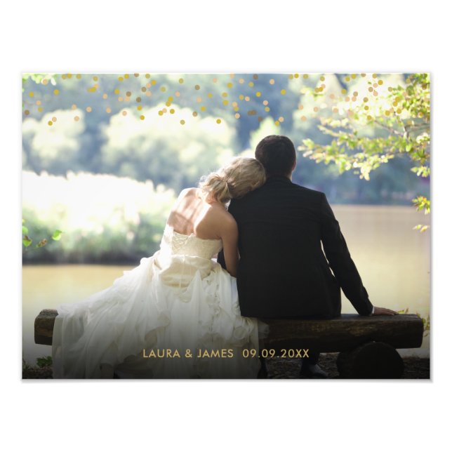 Gold Dust Confetti Wedding Photo Keepsake Print (Front)