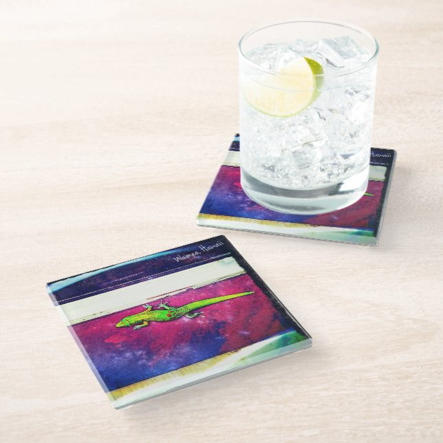 Gold Dust Day Gecko Glass Coaster (Angled)