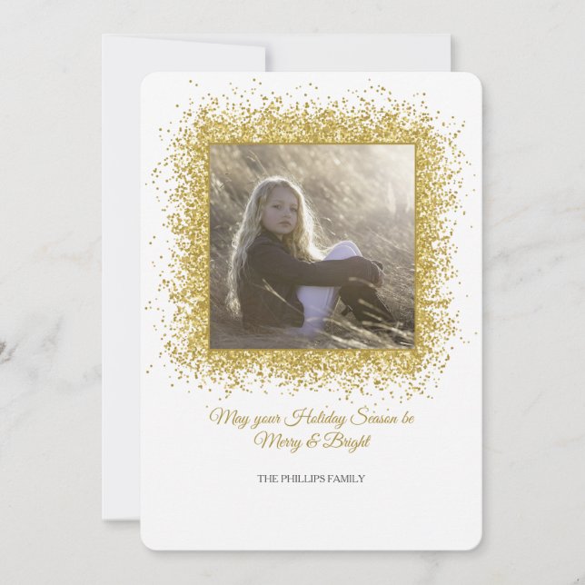 Gold Dust Frame Photo Holiday Card (Front)