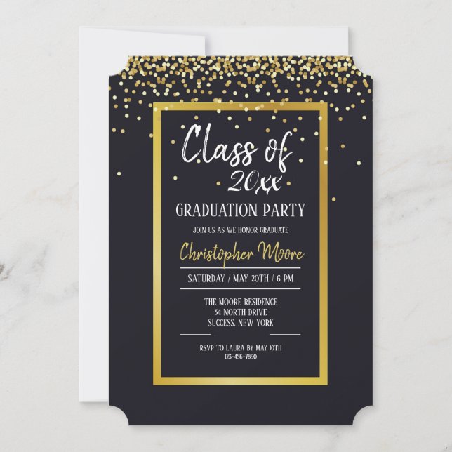 Gold Dust Graduation Party Invitation (Front)