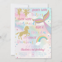 Gold Dust Magical Unicorn Fairy Mermaid Birthday