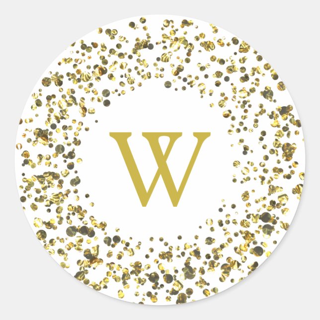 Gold Dust Monogram Classic Round Sticker (Front)