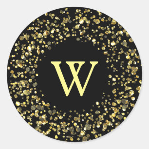 Gold Dust Monogram Classic Round Sticker