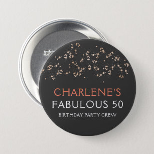 Gold Dust on Black Fabulous 50 Birthday Party 7.5 Cm Round Badge
