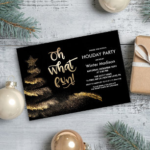 Gold Dust Speckle Christmas Tree Invitation