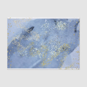 Gold Dusted Blue Watercolor Cloud Tissue Paper