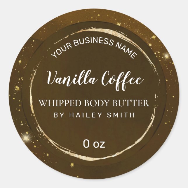 Gold Dusted Brown Coffee Whipped Body Butter Classic Round Sticker (Front)