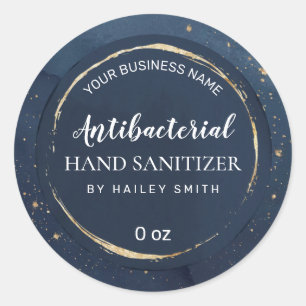 Gold Dusted Navy Blue Hand Sanitizer Labels