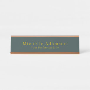 Gold & Dusty Green Color Professional Plain Modern Desk Name Plate