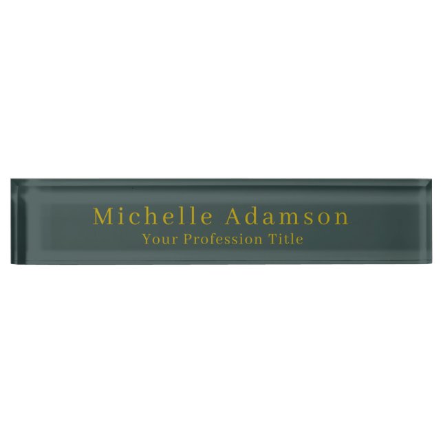 Gold & Dusty Green Colour Professional Plain Moder Nameplate (Front)