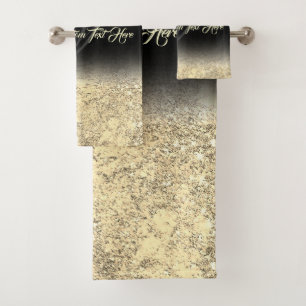 Gold Dusty printed sparkle effect Silver Glam Bath Towel Set
