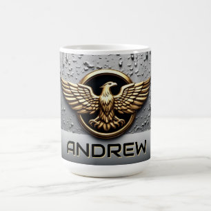 Gold Eagle Emblem With Spread Wings Coffee Mug