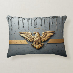Gold Eagle Emblem With Spread Wings Decorative Cushion