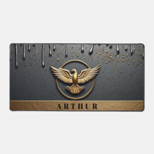 Gold Eagle Emblem With Spread Wings Desk Mat