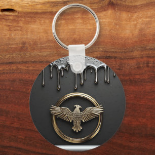Gold Eagle Emblem With Spread Wings Key Ring