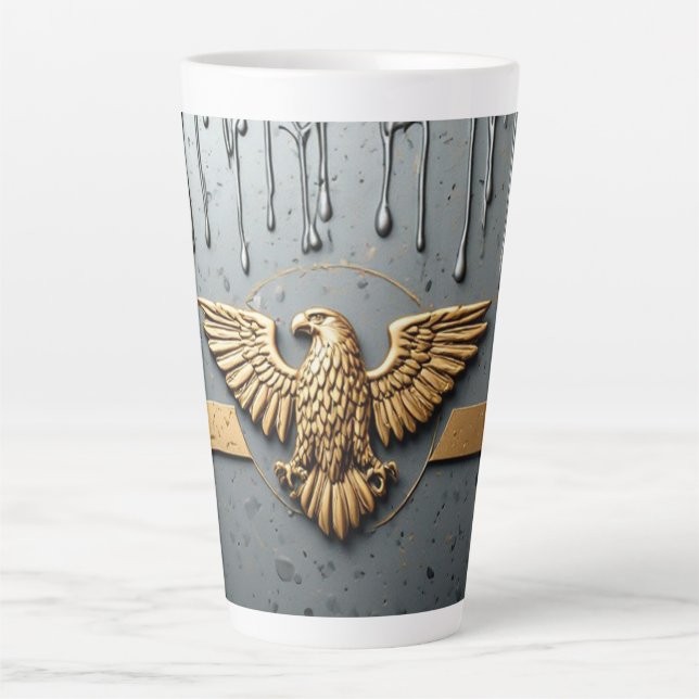 Gold Eagle Emblem With Spread Wings Latte Mug (Front)