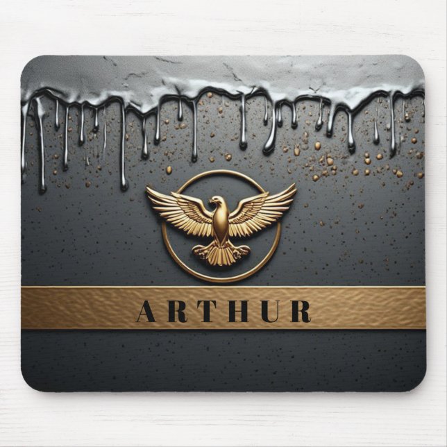 Gold Eagle Emblem With Spread Wings Mouse Mat (Front)