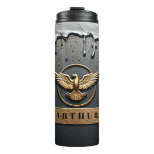 Gold Eagle Emblem With Spread Wings Thermal Tumbler