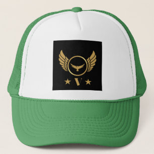 Gold Eagle Image V letter Initial Custom Monogram Trucker Hat