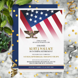 Gold Eagle Military Retirement Party Invitation