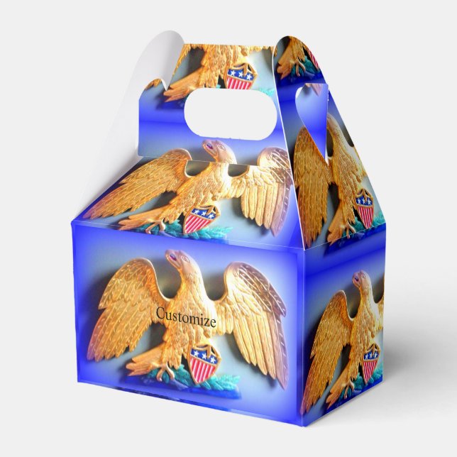 gold eagle on blue candy tin favour box (Front Side)